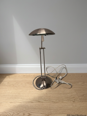 Modern Brushed Silver Adjustable Desk Lamp — Missing Light Bulb – styled product image