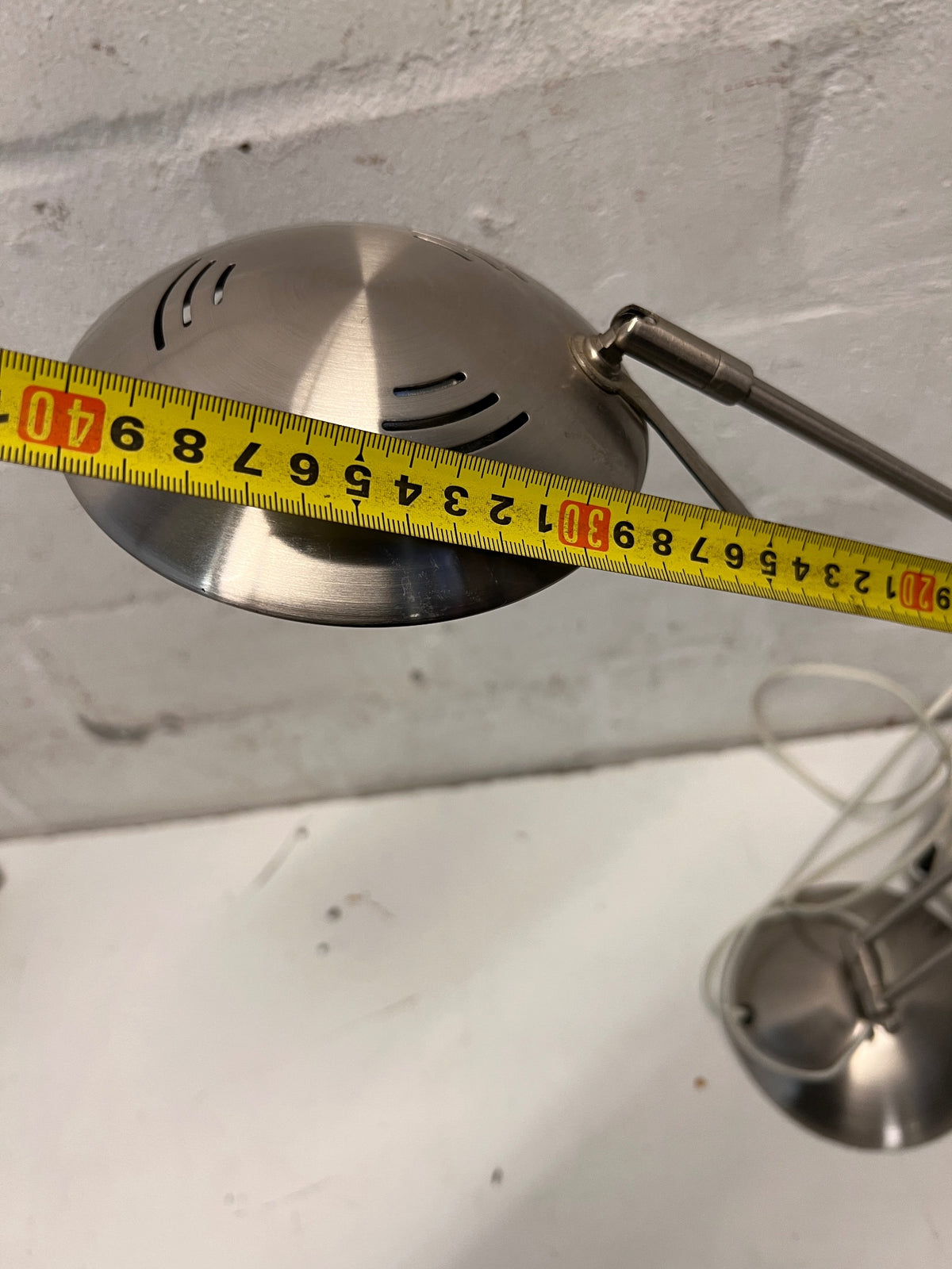 Modern Brushed Silver Adjustable Desk Lamp — Missing Light Bulb – width measurement