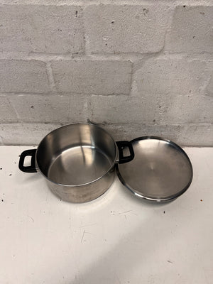Stainless Steel Cooking Pot with Lid — Fair Condition – side view