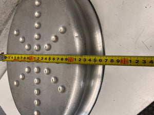 Oval Stainless Steel Roasting Dish with Lid — Well Used with Surface Scratches – depth measurement