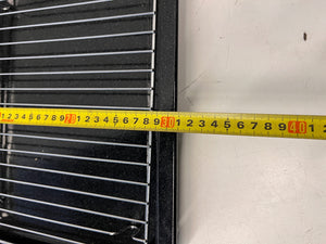 Black Enamel Roasting Pan with Wire Grill Rack — Good Working Order – depth measurement
