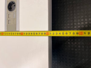 White Office Desk with Integrated Power Module — Signs of Transit Damage – depth measurement