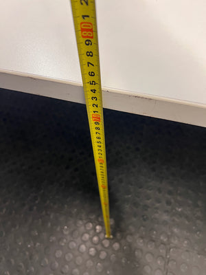 Large White Office Desk with Metal Legs — Fair Condition with Signs of Age – height measurement