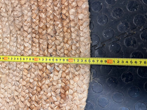 Round Woven Braided Camel Rug — Good Condition – width measurement