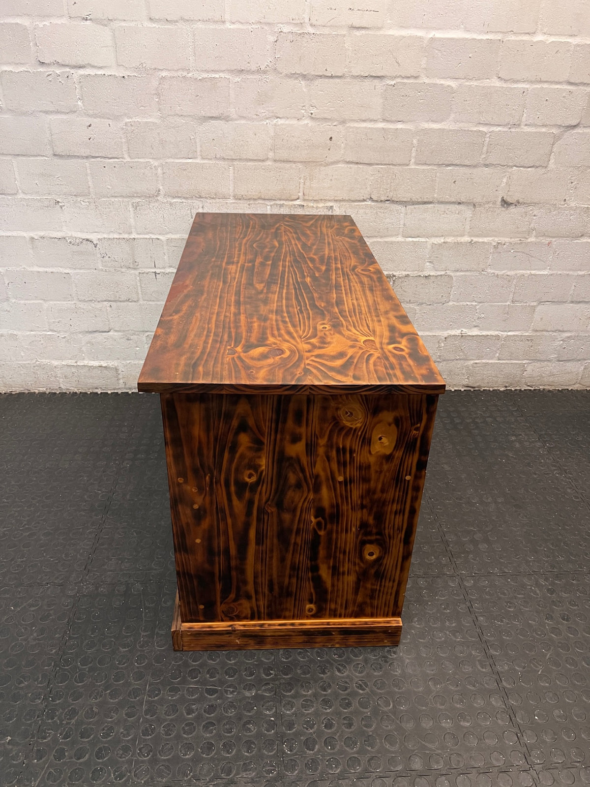 Rustic Wooden TV Unit with Storage Cupboard — Good Working Order – condition detail