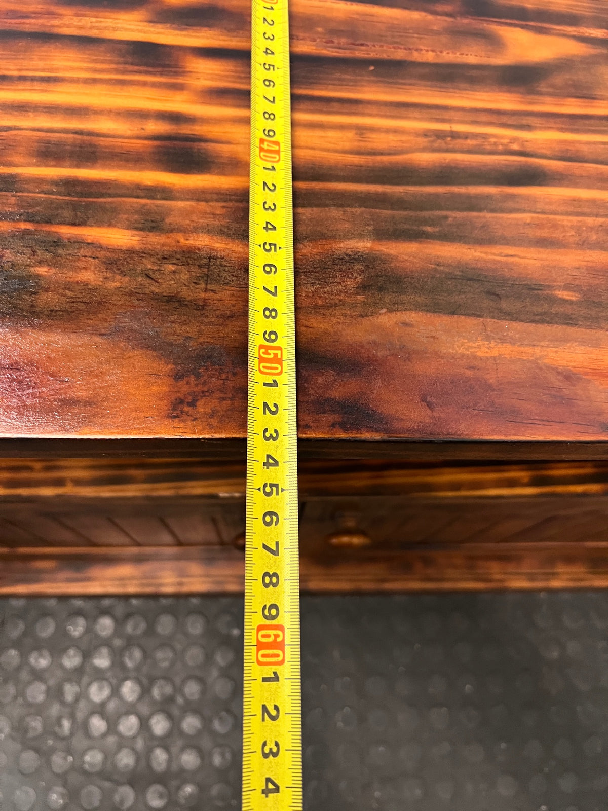 Rustic Wooden TV Unit with Storage Cupboard — Good Working Order – depth measurement