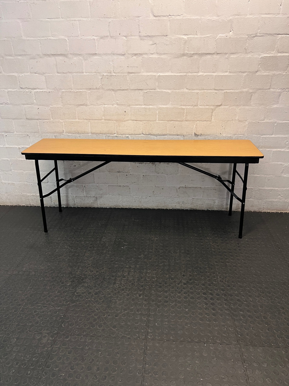 Rectangular Folding Training Table with Metal Frame — Visible Wear Consistent With Age – main front view