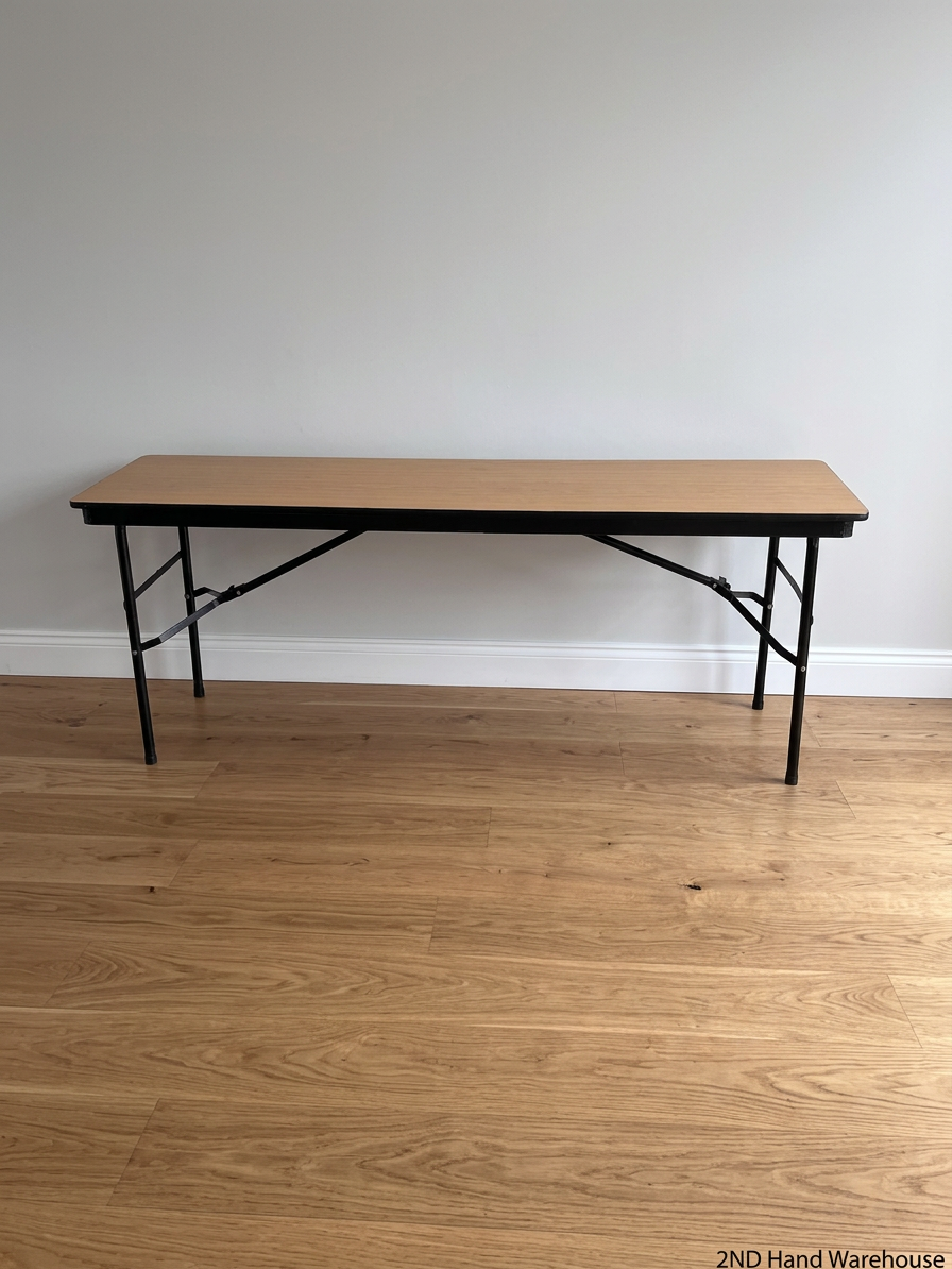 Rectangular Folding Training Table with Metal Frame — Visible Wear Consistent With Age – styled product image