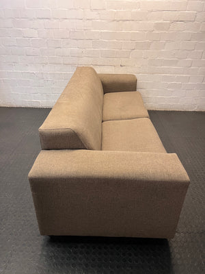 Coricraft Titanic 3 Seater Couch in Grey Fabric — Marked Upholstery and Soft Seat Cushions – back view