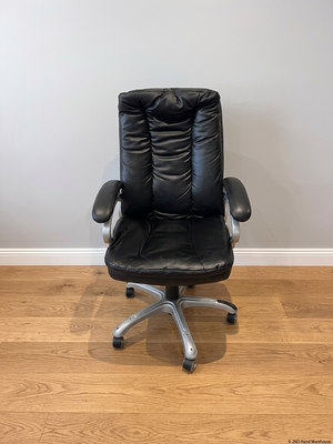 Black High-Back Executive Office Chair — Fair Condition with Visible Wear – styled product image