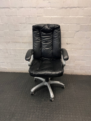 Black High-Back Executive Office Chair — Fair Condition with Visible Wear – top view