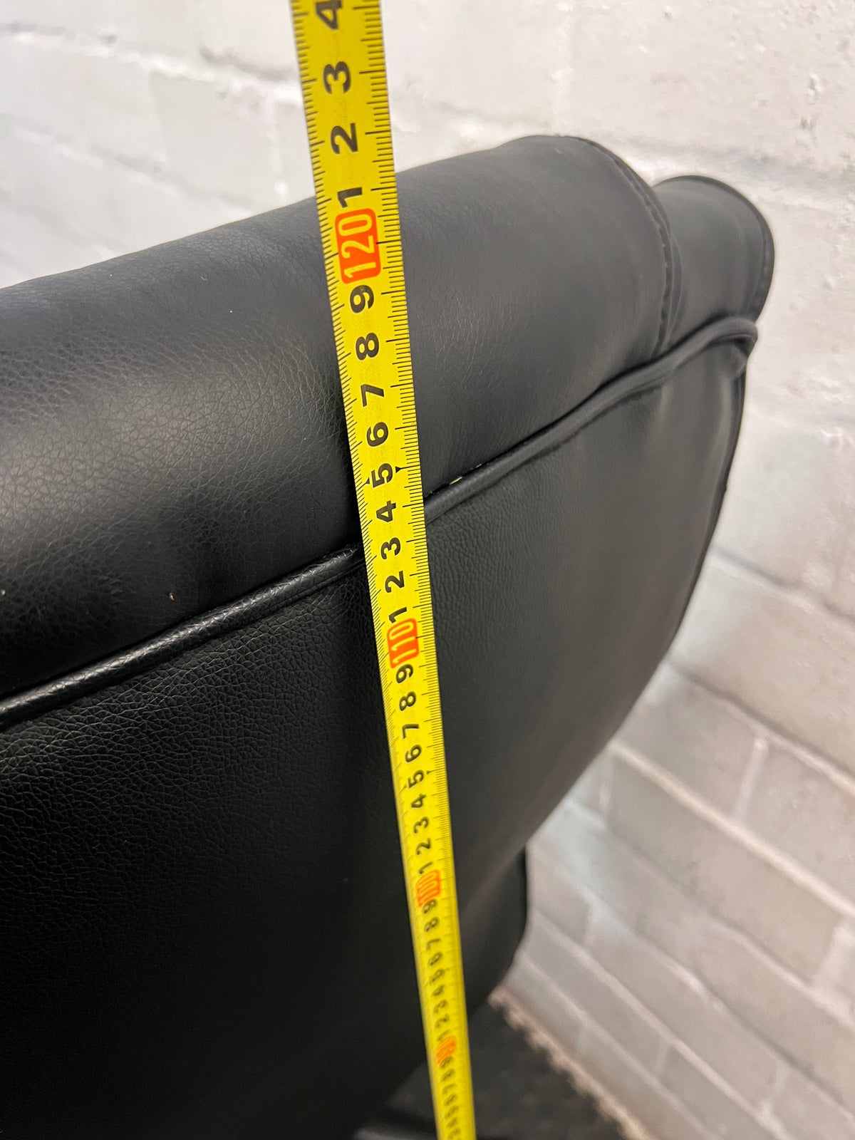 Black High-Back Faux Wood Executive Office Chair – height measurement