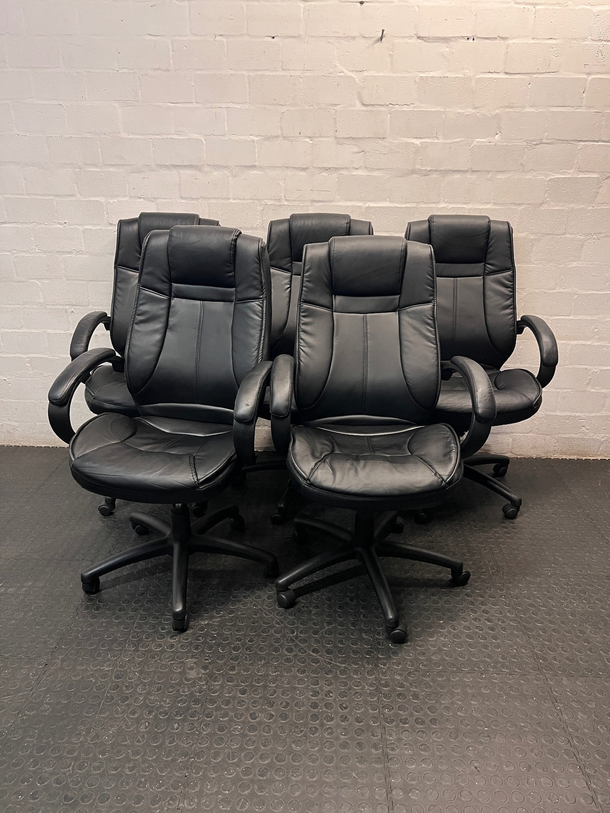 Black High-Back Faux Wood Executive Office Chair – side view