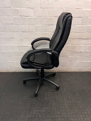Black High-Back Faux Wood Executive Office Chair – top view
