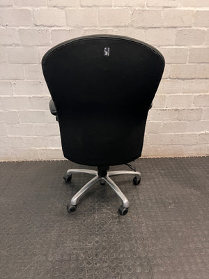 Black Fabric Executive High-Back Office Chair — Good Working Order – top view