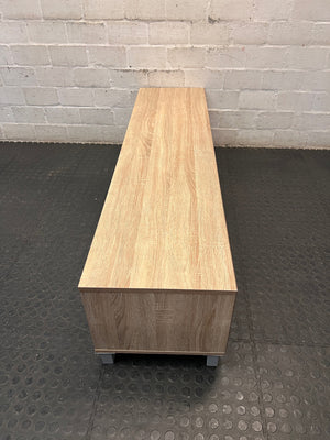 Ally Two Door Light Oak and Grey TV Unit — Surface Wear to Top Panel – condition detail