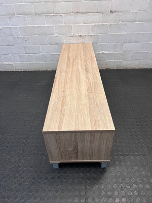 Ally Two Door Light Oak and Grey TV Unit — Surface Wear to Top Panel – top view