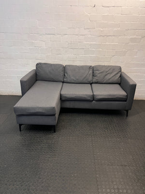 Santino Grey Fabric Fabric Corner Chaise Couch — Fabric Surface Has a Small Coal Burn – main front view