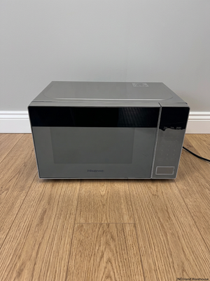 Hisense Silver Countertop Microwave with Mirrored Door — Good Working Order; Used Fair Condition – styled product image