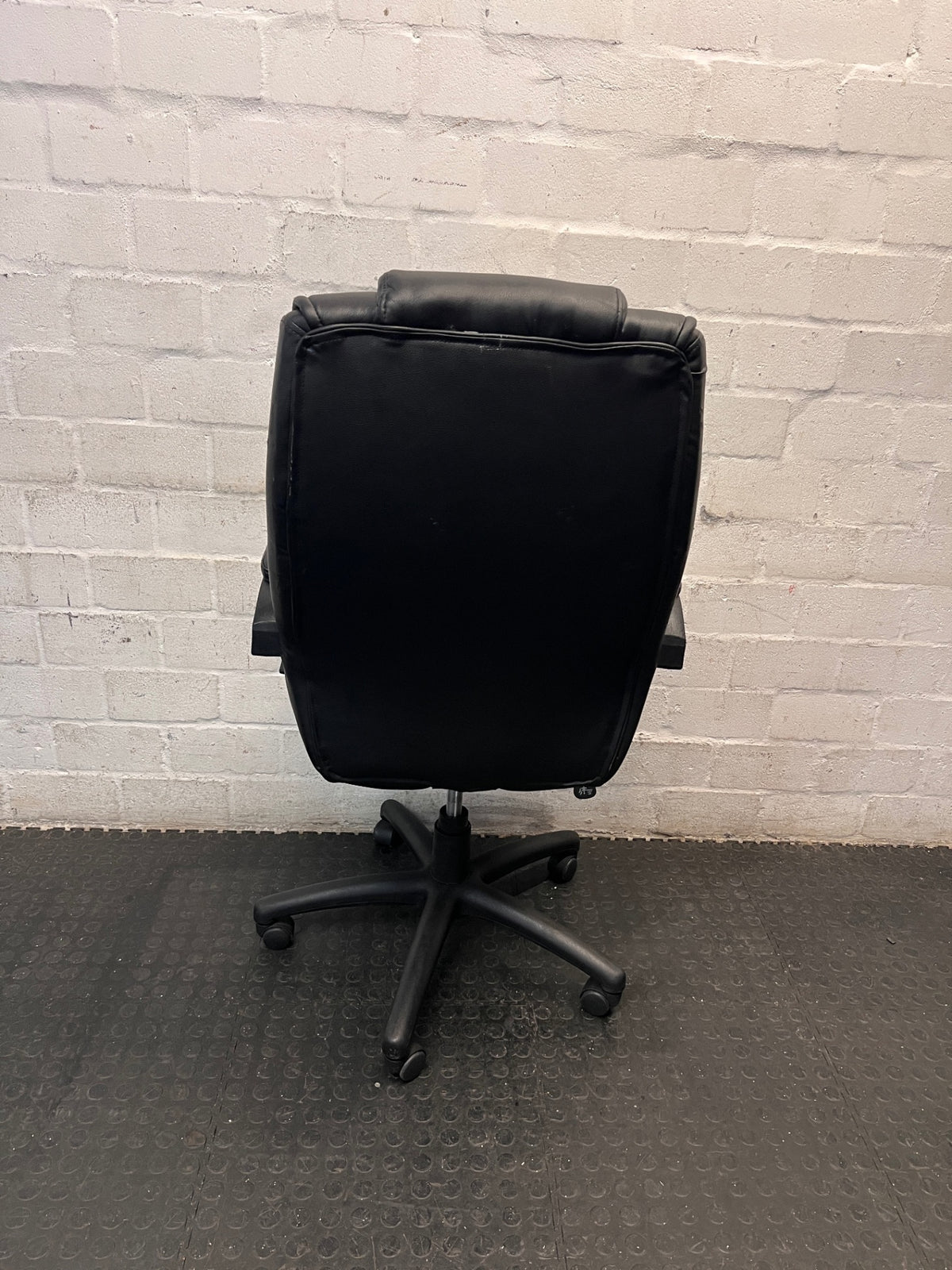 Black High-Back Executive Office Chair — Good Working Order – back view
