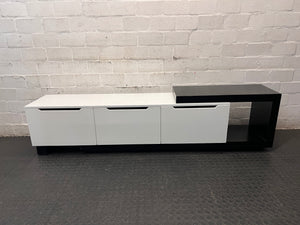 Modern Two-Tone Asymmetric TV Unit — Fair Used Condition – main front view
