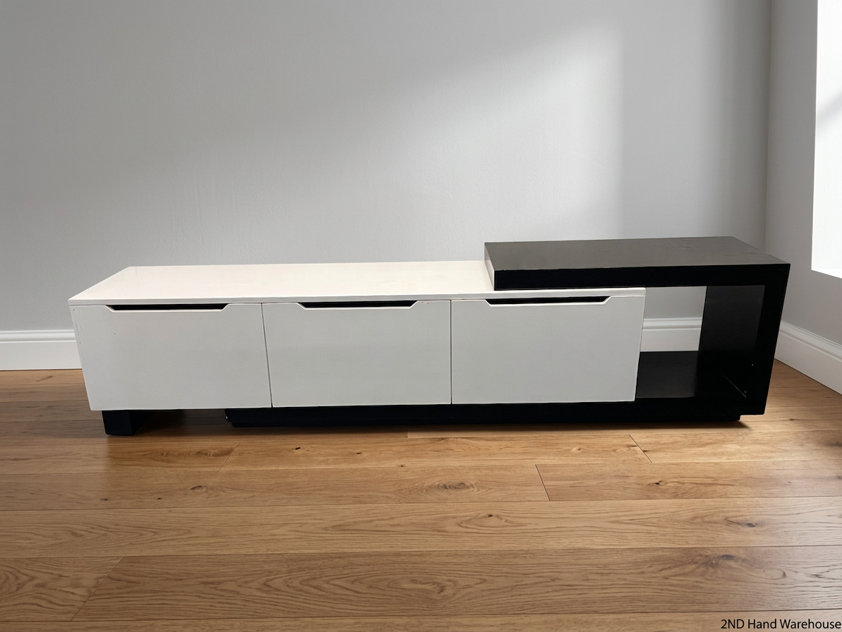 Modern Two-Tone Asymmetric TV Unit — Fair Used Condition – styled product image