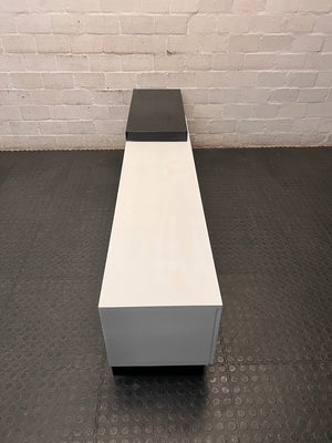 Modern Two-Tone Asymmetric TV Unit — Fair Used Condition – top view