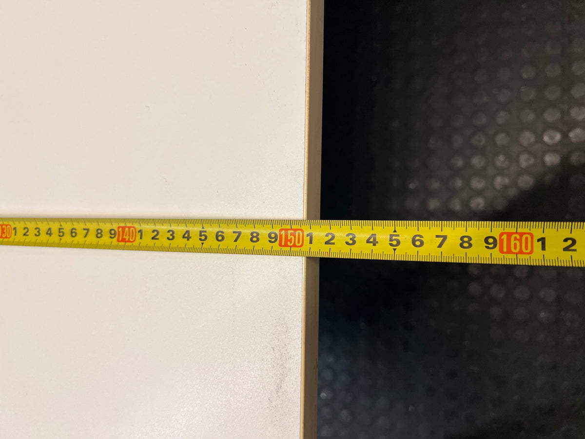 Large White Square Cluster Office Desk — Surface Scratches and Minor Damage – depth measurement