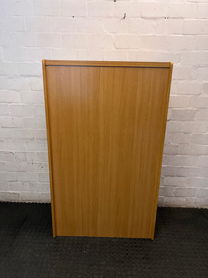 Oak-Finish Two-Door Office Filing Cabinet — Good Working Order – back view