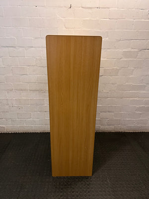 Oak-Finish Two-Door Office Filing Cabinet — Good Working Order – top view
