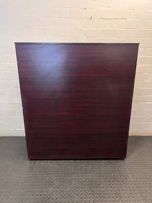 5-Drawer Mahogany Finish Wide Filing Cabinet — Good Working Order – back view