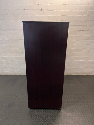 5-Drawer Mahogany Finish Wide Filing Cabinet — Good Working Order – condition detail