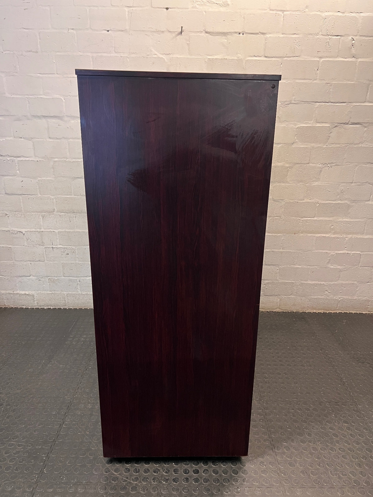 5-Drawer Mahogany Finish Wide Filing Cabinet — Good Working Order – top view