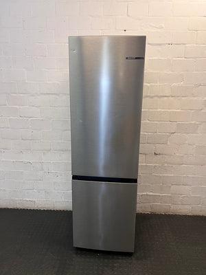 Bosch Slimline Silver Fridge Freezer — Working Well with Cosmetic Dings – main front view