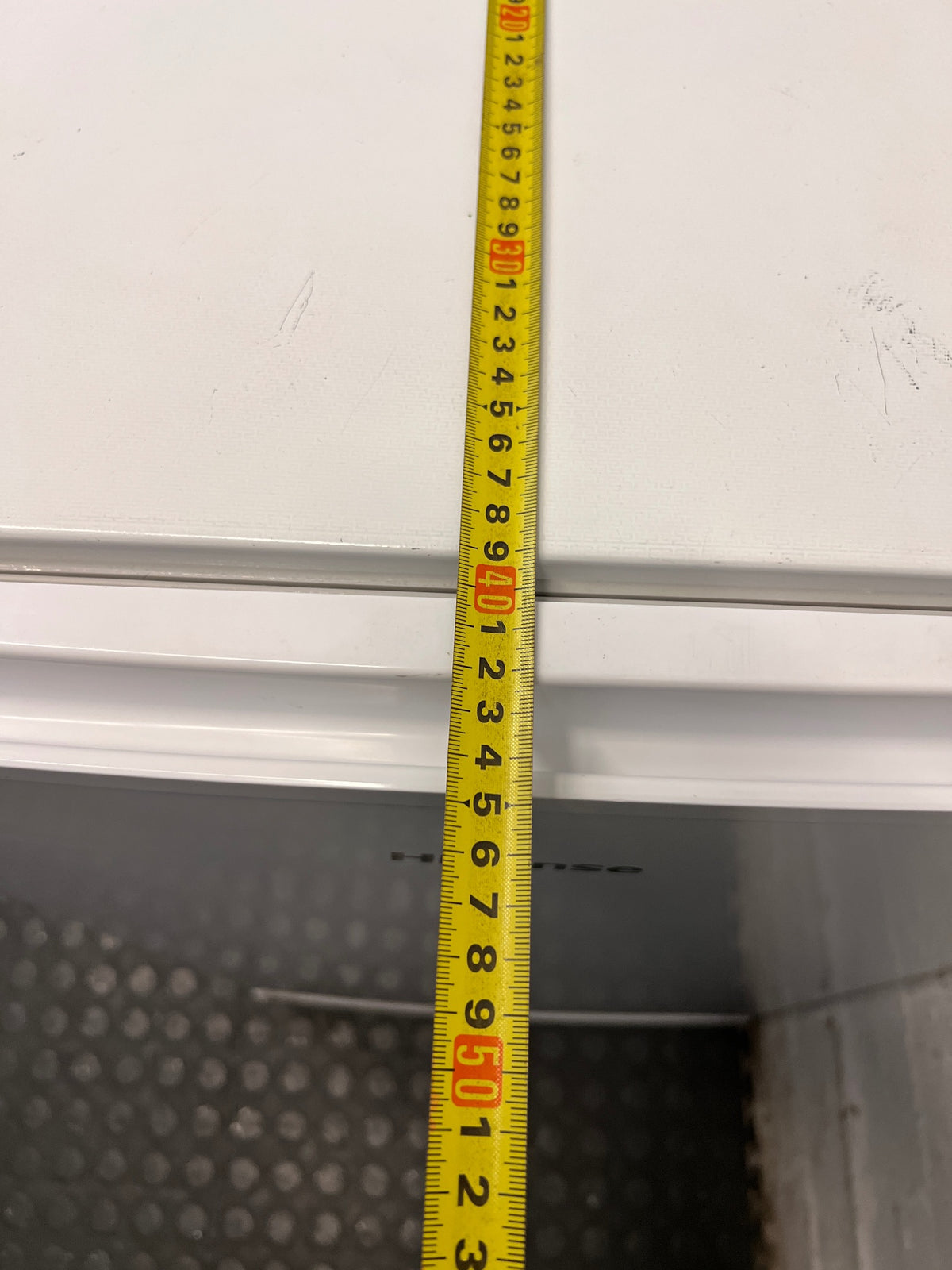 White Hisense Bar Fridge — Working Well with Missing Interior Shelf – depth measurement