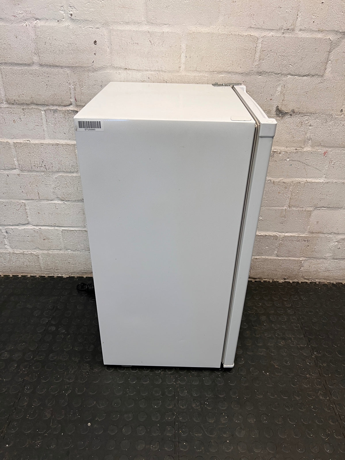 White Hisense Bar Fridge — Working Well with Missing Interior Shelf – top view