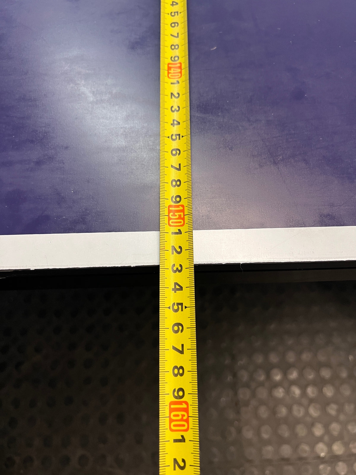 Full-Size Blue Table Tennis Table with Net — Missing One Foot – depth measurement