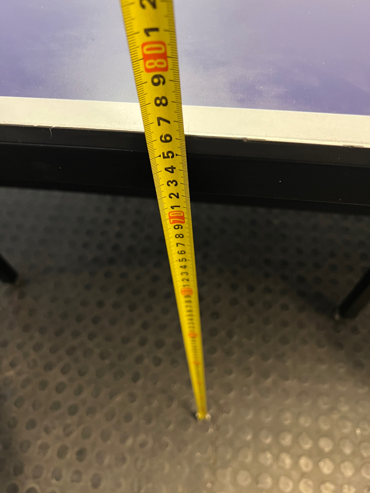 Full-Size Blue Table Tennis Table with Net — Missing One Foot – height measurement