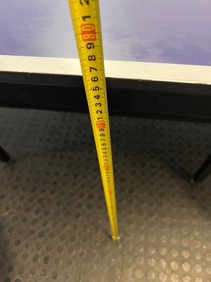 Full-Size Blue Table Tennis Table with Net — Missing One Foot – height measurement