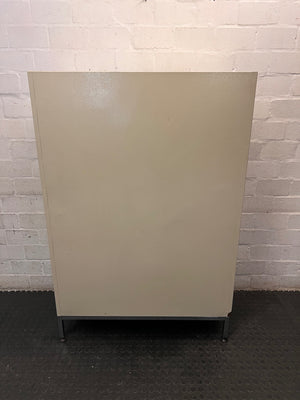 Cream Two-Door Steel Office Cabinet — Good Condition – back view