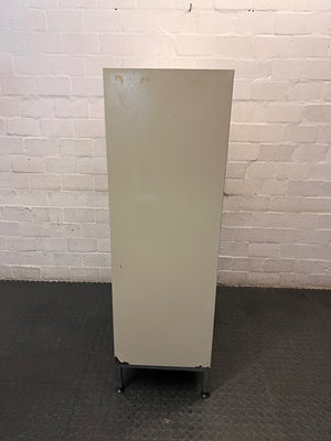Cream Two-Door Steel Office Cabinet — Good Condition – top view