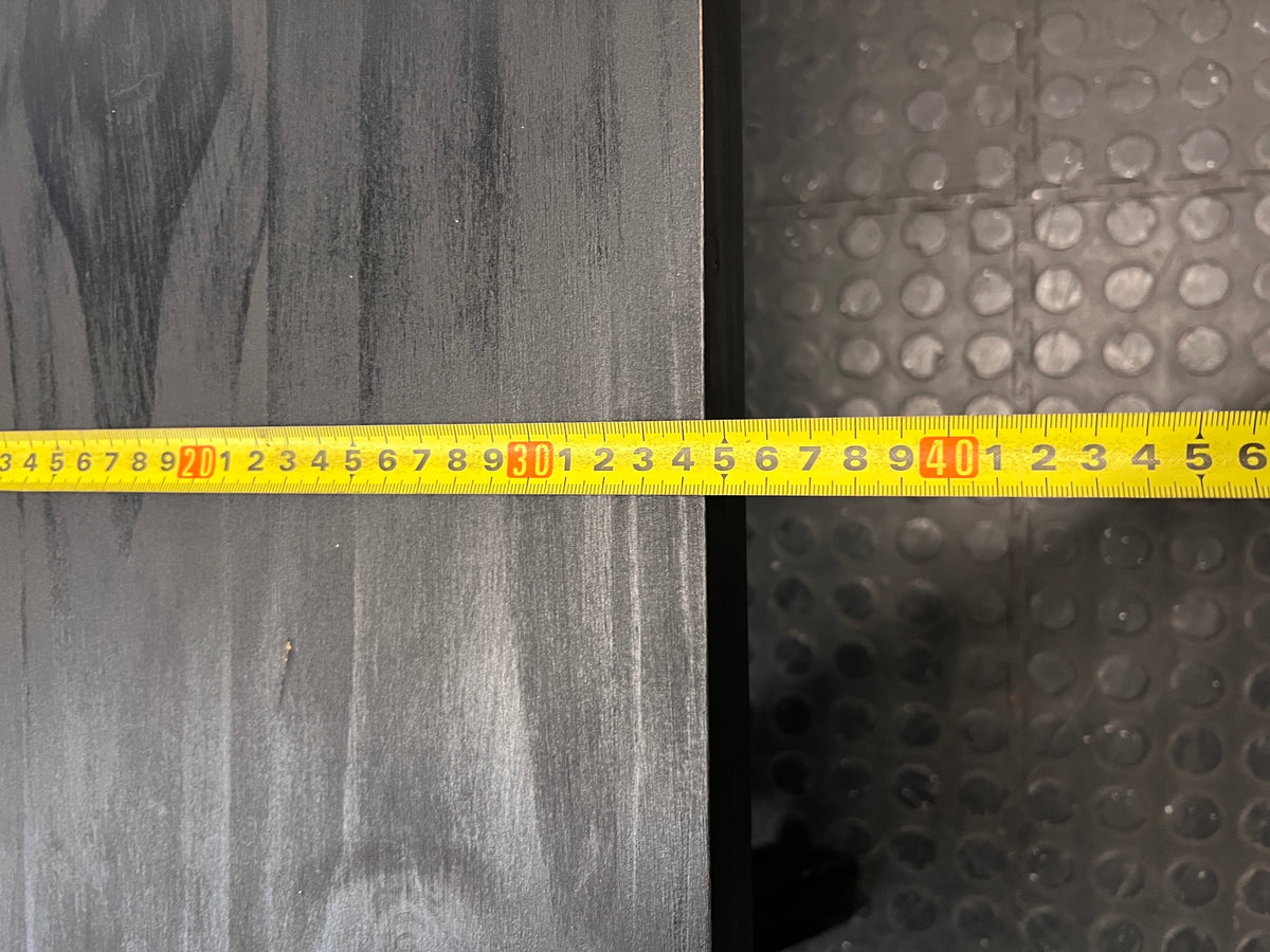 Modern Dark Wood X-Frame Trestle Bench – depth measurement
