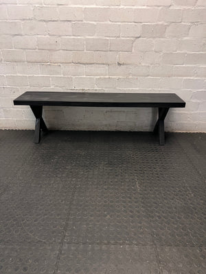 Modern Dark Wood X-Frame Trestle Bench – main front view