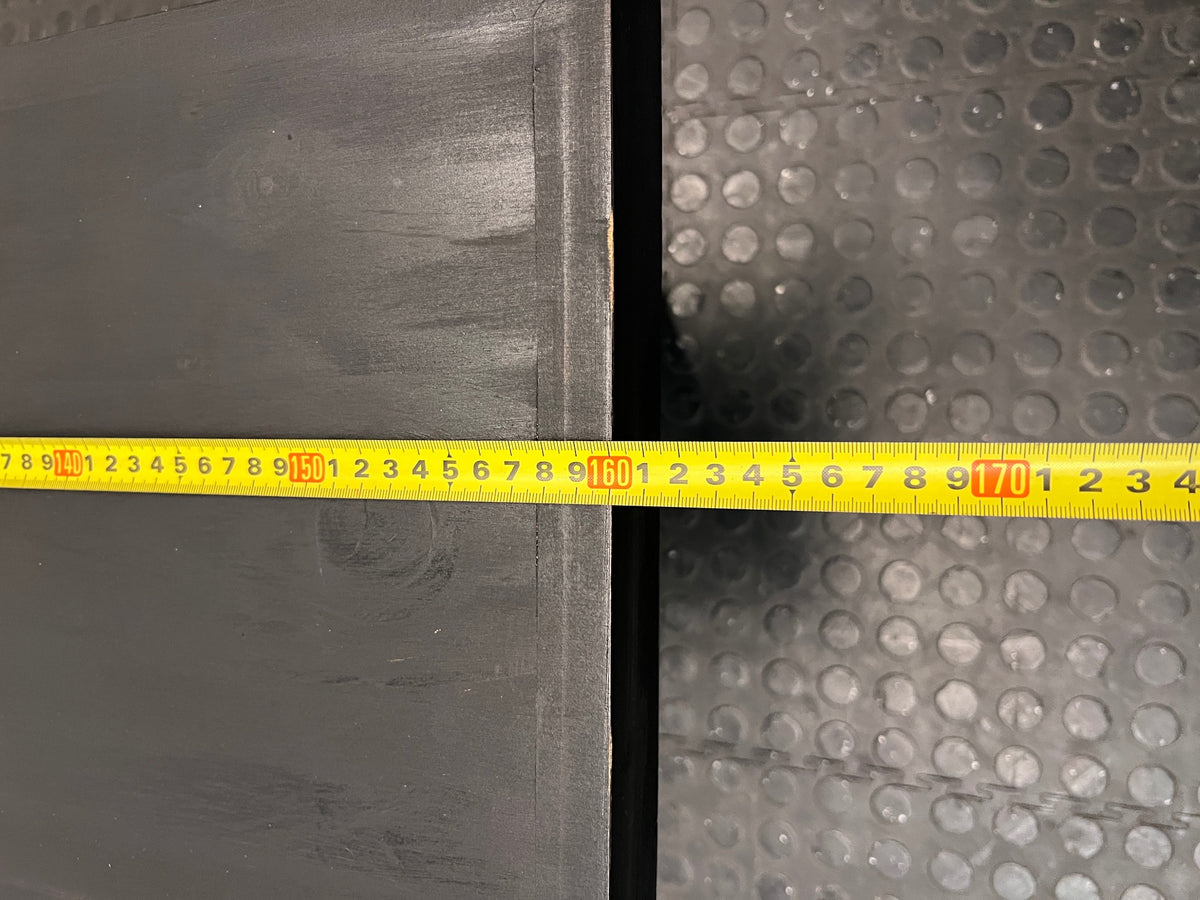 Modern Dark Wood X-Frame Trestle Bench – width measurement