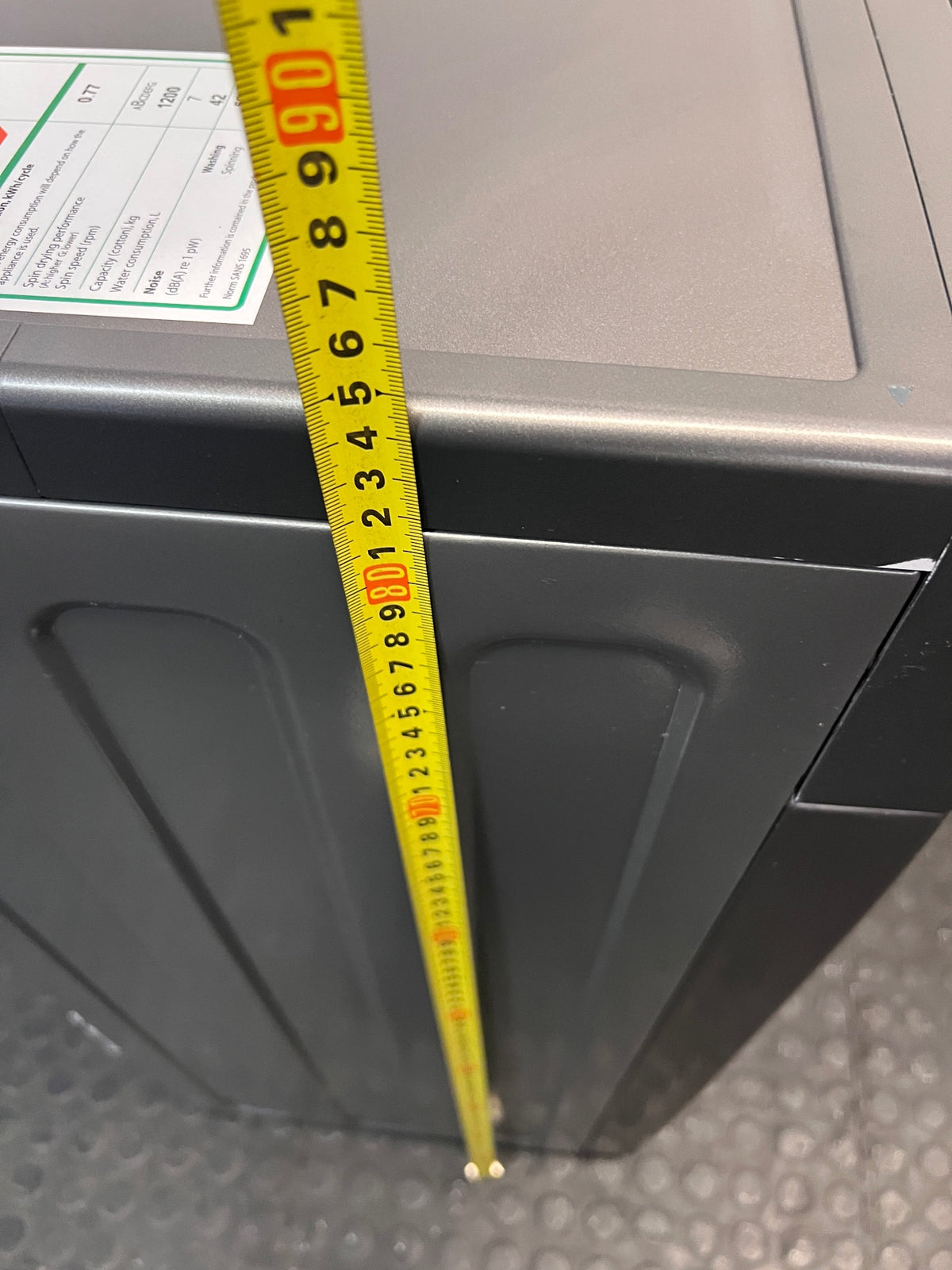 Hisense 7kg Silver Front Loader Washing Machine — Good Working Order – height measurement