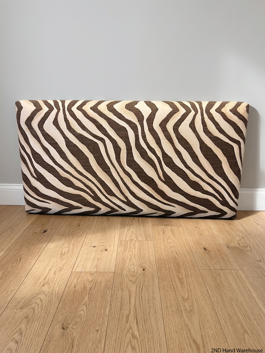 Wunders Furniture Zebra Print Upholstered Headboard — Very Good Upholstered Condition – styled product image