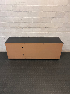 Black Low-Profile TV Unit with Cupboard and Shelving — Minor Surface Scratches – back view