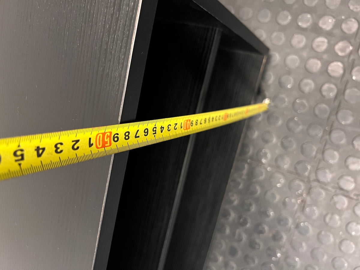 Black Low-Profile TV Unit with Cupboard and Shelving — Minor Surface Scratches – height measurement