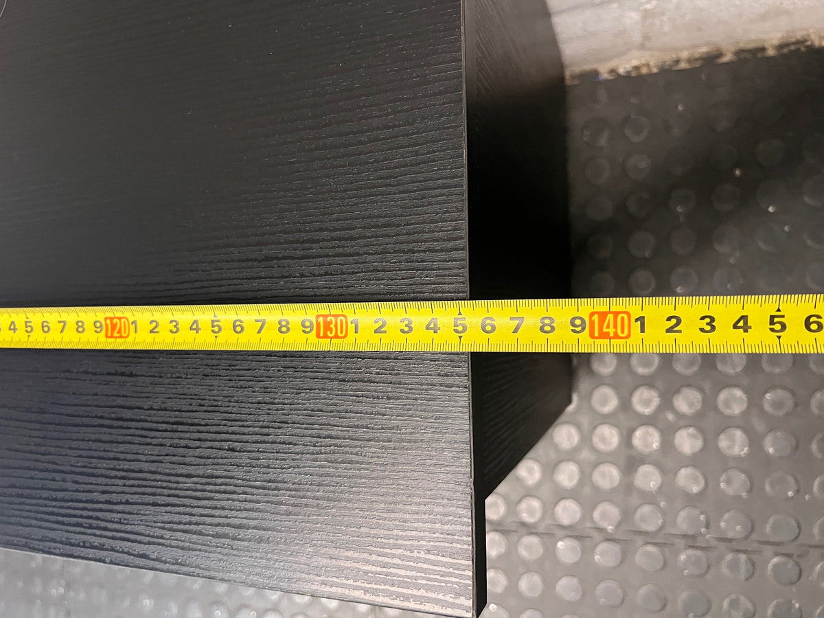 Black Low-Profile TV Unit with Cupboard and Shelving — Minor Surface Scratches – width measurement