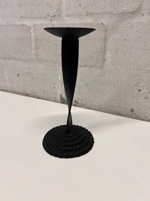 Twisted Stem Black Metal Candle Holder – main front view